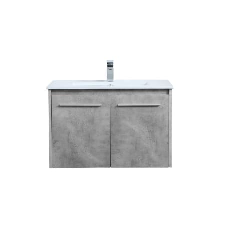 Elegant Lighting Rasina 30" Wall Mounted Single Basin Vanity Set with Cabinet and Resin Vanity Top Concrete Grey