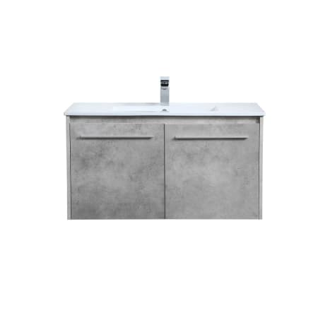 Elegant Lighting Rasina 36" Wall Mounted Single Basin Vanity Set with Cabinet and Resin Vanity Top Concrete Grey