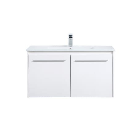 Elegant Lighting Rasina 36" Wall Mounted Single Basin Vanity Set with Cabinet and Resin Vanity Top