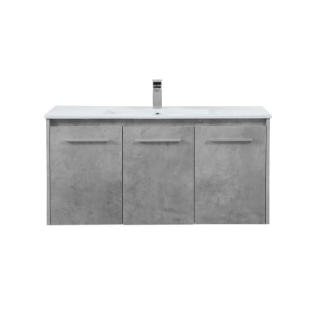 Elegant Lighting Rasina 40" Wall Mounted Single Basin Vanity Set with Cabinet and Resin Vanity Top Concrete Grey