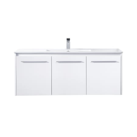 Elegant Lighting Rasina 48" Wall Mounted Single Basin Vanity Set with Cabinet and Resin Vanity Top White