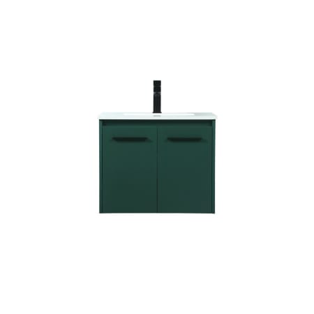 Elegant Lighting Penn 24" Wall Mounted Single Basin Vanity Set with Cabinet and Engineered Marble Vanity Top Green