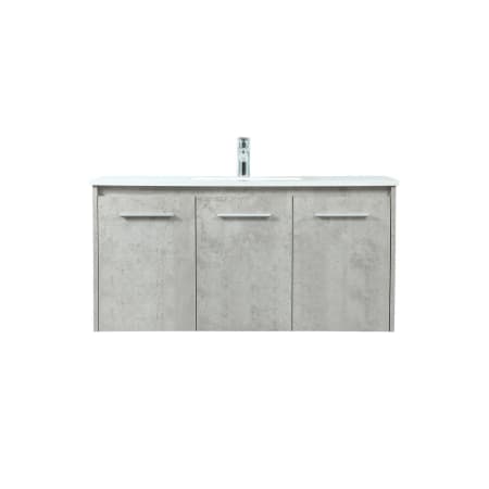 Elegant Lighting Penn 40" Wall Mounted Single Basin Vanity Set with Cabinet and Engineered Marble Vanity Top Concrete Grey