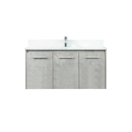 Elegant Lighting Penn 40" Wall Mounted Single Basin Vanity Set with Cabinet, Engineered Marble Vanity Top, and Backsplash Concrete Grey