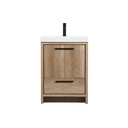 Elegant Lighting Wyatt 24" Free Standing Single Basin Vanity Set with Cabinet and Resin Vanity Top Natural Oak