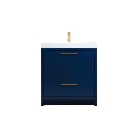 Elegant Lighting Wyatt 30" Free Standing Single Basin Vanity Set with Cabinet and Resin Vanity Top Blue