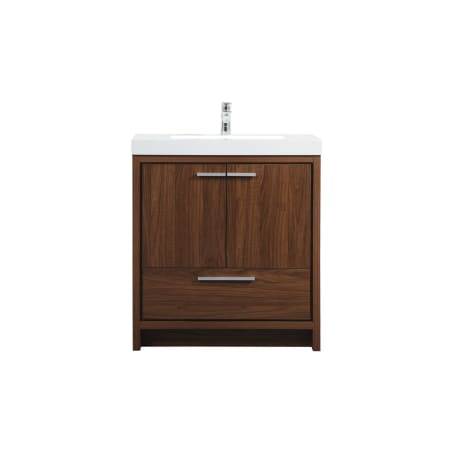 Elegant Lighting Wyatt 30" Free Standing Single Basin Vanity Set with Cabinet and Resin Vanity Top Walnut