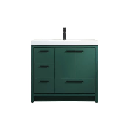 Elegant Lighting Wyatt 36" Free Standing Single Basin Vanity Set with Cabinet and Resin Vanity Top Green