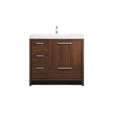 Elegant Lighting Wyatt 36" Free Standing Single Basin Vanity Set with Cabinet and Resin Vanity Top Walnut