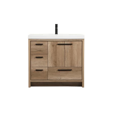Elegant Lighting Wyatt 36" Free Standing Single Basin Vanity Set with Cabinet and Resin Vanity Top Natural Oak