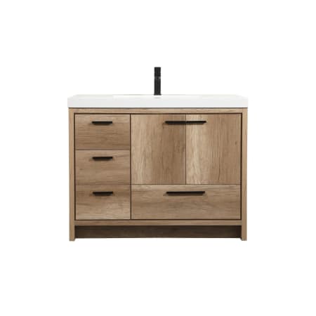 Elegant Lighting Wyatt 42" Free Standing Single Basin Vanity Set with Cabinet and Resin Vanity Top Natural Oak