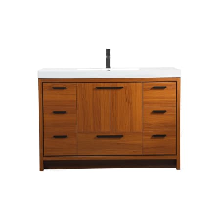Elegant Lighting Wyatt 48" Free Standing Single Basin Vanity Set with Cabinet and Resin Vanity Top Teak