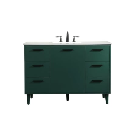 Elegant Lighting Baldwin 48" Free Standing Single Basin Vanity Set with Cabinet and Engineered Marble Vanity Top Green