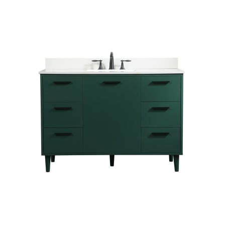 Elegant Lighting Baldwin 48" Free Standing Single Basin Vanity Set with Cabinet, Engineered Marble Vanity Top, and Backsplash Green