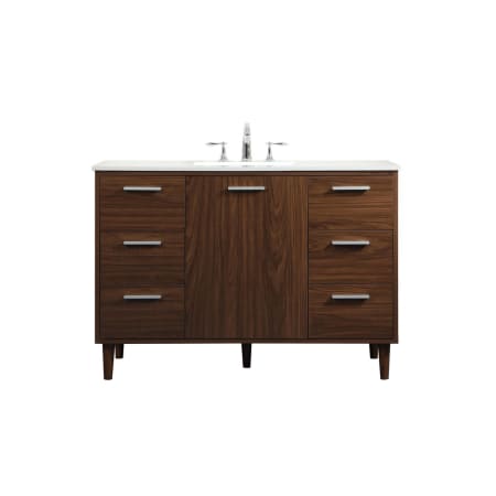 Elegant Lighting Baldwin 48" Free Standing Single Basin Vanity Set with Cabinet and Engineered Marble Vanity Top Walnut