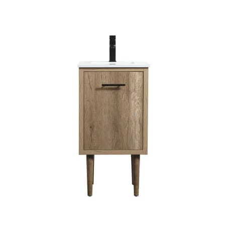 Elegant Lighting Cyrus 18" Free Standing, Wall Mounted Single Basin Vanity Set with Cabinet and Engineered Marble Vanity Top Natural Oak