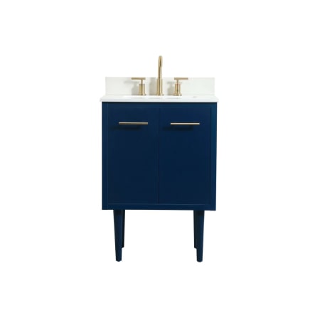 Elegant Lighting Cyrus 24" Free Standing, Wall Mounted Single Basin Vanity Set with Cabinet, Engineered Marble Vanity Top, and Backsplash Blue