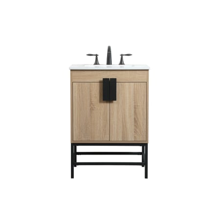 Elegant Lighting Eugene 24" Free Standing Single Basin Vanity Set with Cabinet and Engineered Marble Vanity Top Mango Wood