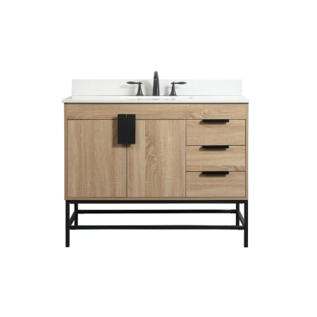 Elegant Lighting Eugene 42" Free Standing Single Basin Vanity Set with Cabinet, Engineered Marble Vanity Top, and Backsplash Mango Wood