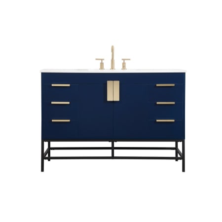 Elegant Lighting Eugene 48" Free Standing Single Basin Vanity Set with Cabinet and Engineered Marble Vanity Top Blue