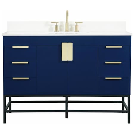 Elegant Lighting Eugene 48" Free Standing Single Basin Vanity Set with Cabinet and Engineered Stone Vanity Top Blue