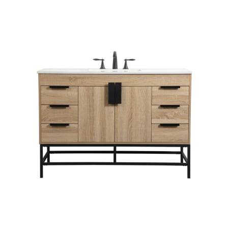 Elegant Lighting Eugene 48" Free Standing Single Basin Vanity Set with Cabinet and Engineered Marble Vanity Top Mango Wood