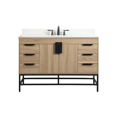 Elegant Lighting Eugene 48" Free Standing Single Basin Vanity Set with Cabinet, Engineered Marble Vanity Top, and Backsplash Mango Wood