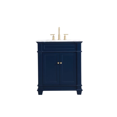 Elegant Lighting Wesley 30" Free Standing Single Basin Vanity Set with Cabinet and Marble Vanity Top Blue