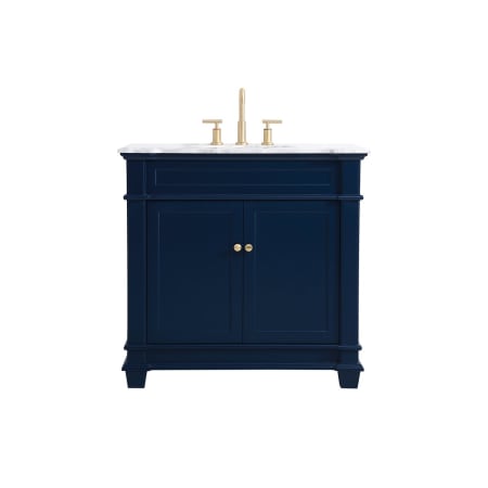 Elegant Lighting Wesley 36" Free Standing Single Basin Vanity Set with Cabinet and Marble Vanity Top Blue