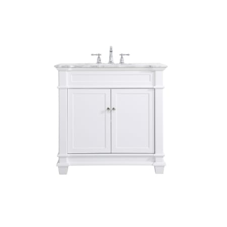Elegant Lighting Wesley 36" Free Standing Single Basin Vanity Set with Cabinet and Marble Vanity Top White