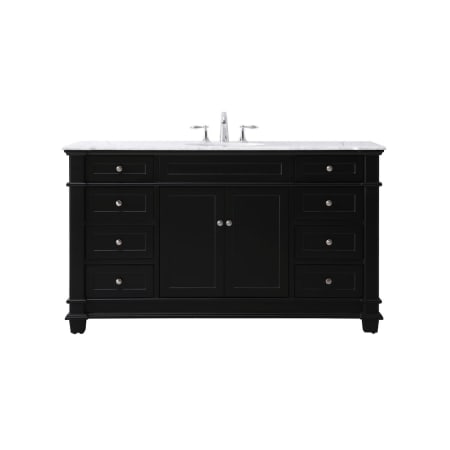 Elegant Lighting Wesley 60" Free Standing Single Basin Vanity Set with Cabinet and Marble Vanity Top Black