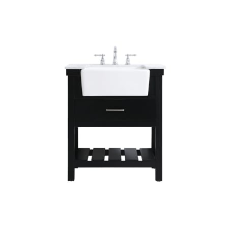 Elegant Lighting Clement 30" Free Standing Single Basin Vanity Set with Cabinet and Marble Vanity Top Black