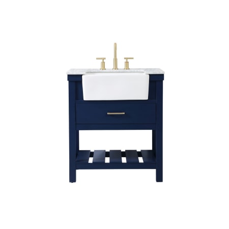 Elegant Lighting Clement 30" Free Standing Single Basin Vanity Set with Cabinet and Marble Vanity Top Blue