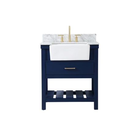 Elegant Lighting Clement 30" Free Standing Single Basin Vanity Set with Cabinet and Marble Vanity Top Blue