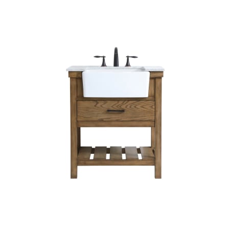 Elegant Lighting Clement 30" Free Standing Single Basin Vanity Set with Cabinet and Marble Vanity Top Driftwood