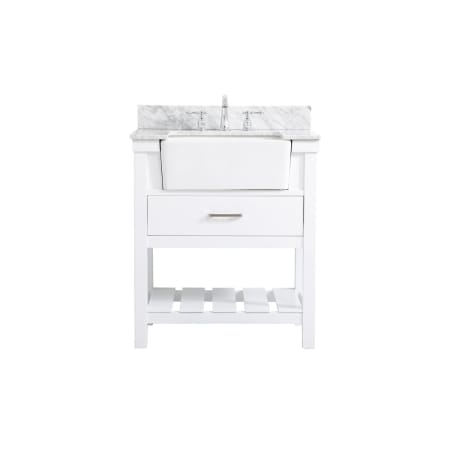 Elegant Lighting Clement 30" Free Standing Single Basin Vanity Set with Cabinet and Marble Vanity Top White