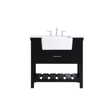 Elegant Lighting Clement 36" Free Standing Single Basin Vanity Set with Cabinet and Marble Vanity Top Black