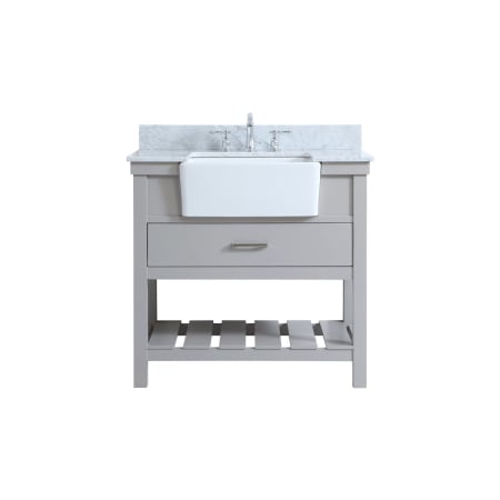Elegant Lighting Clement 36" Free Standing Single Basin Vanity Set with Cabinet and Marble Vanity Top Grey