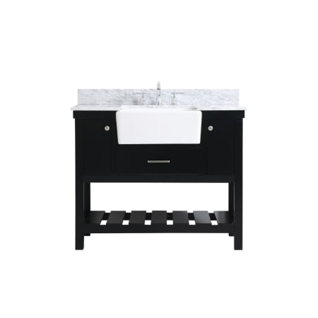Elegant Lighting Clement 42" Free Standing Single Basin Vanity Set with Cabinet and Marble Vanity Top Black