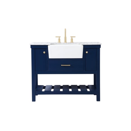 Elegant Lighting Clement 42" Free Standing Single Basin Vanity Set with Cabinet and Marble Vanity Top Blue