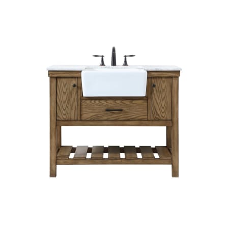 Elegant Lighting Clement 42" Free Standing Single Basin Vanity Set with Cabinet and Marble Vanity Top Driftwood