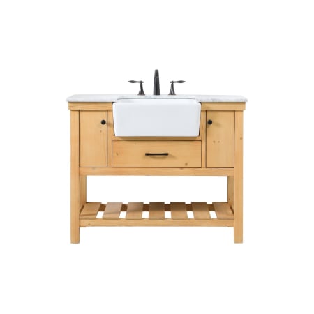 Elegant Lighting Clement 42" Free Standing Single Basin Vanity Set with Cabinet and Marble Vanity Top Natural Wood