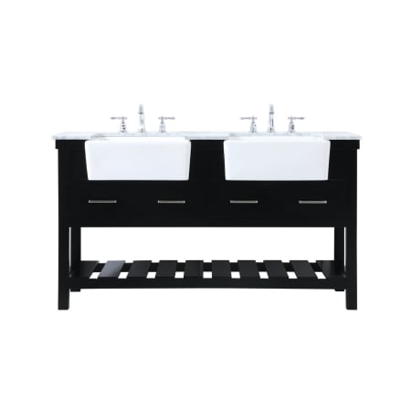 Elegant Lighting Clement 60" Free Standing Double Basin Vanity Set with Cabinet and Marble Vanity Top Black