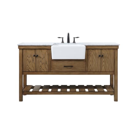 Elegant Lighting Clement 60" Free Standing Single Basin Vanity Set with Cabinet and Marble Vanity Top Driftwood