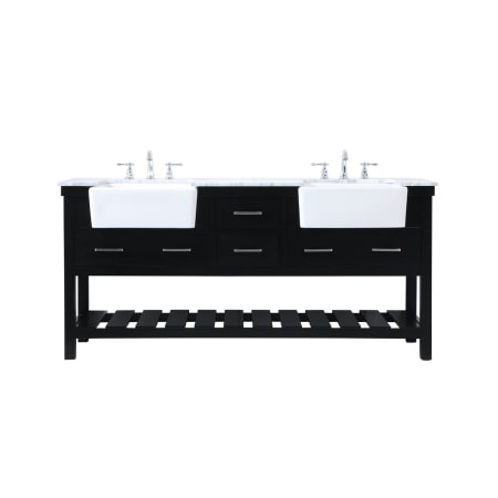 Elegant Lighting Clement 72" Free Standing Double Basin Vanity Set with Cabinet and Marble Vanity Top Black