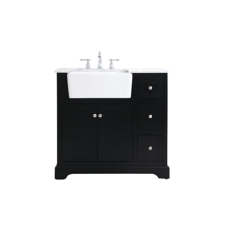 Elegant Lighting Franklin 36" Free Standing Single Basin Vanity Set with Cabinet and Marble Vanity Top Black
