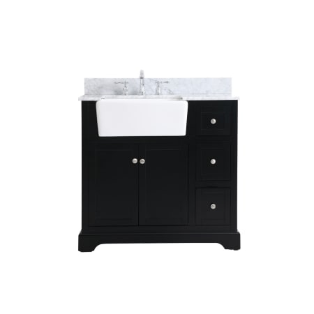 Elegant Lighting Franklin 36" Free Standing Single Basin Vanity Set with Cabinet and Marble Vanity Top Black