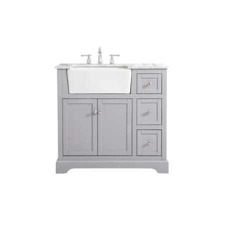 Elegant Lighting Franklin 36" Free Standing Single Basin Vanity Set with Cabinet and Marble Vanity Top Grey