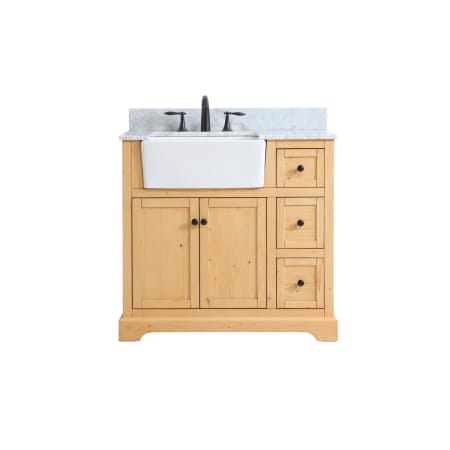 Elegant Lighting Franklin 36" Free Standing Single Basin Vanity Set with Cabinet and Marble Vanity Top Natural Wood