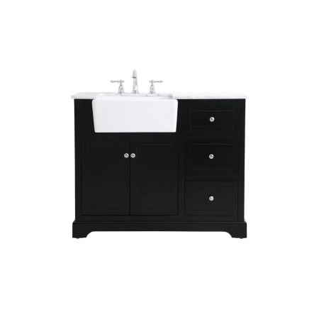 Elegant Lighting Franklin 42" Free Standing Single Basin Vanity Set with Cabinet and Marble Vanity Top Black